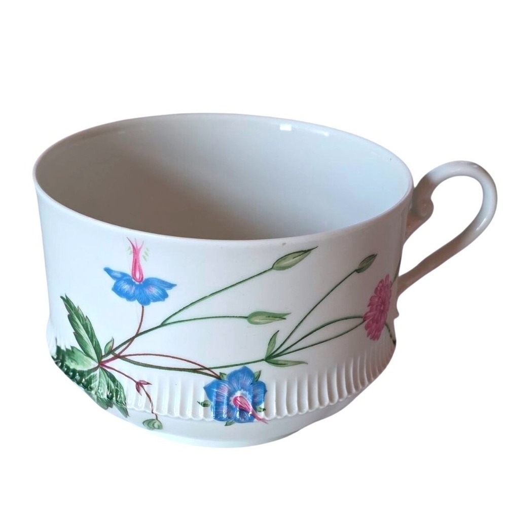 Haviland Limoges Florence Tea Cup Floral Swirl Edge White Porcelain France